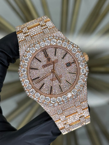 Audemars Piguet Royal Oak Custom Iceout Dial on Iceout 15400OR (Machine)