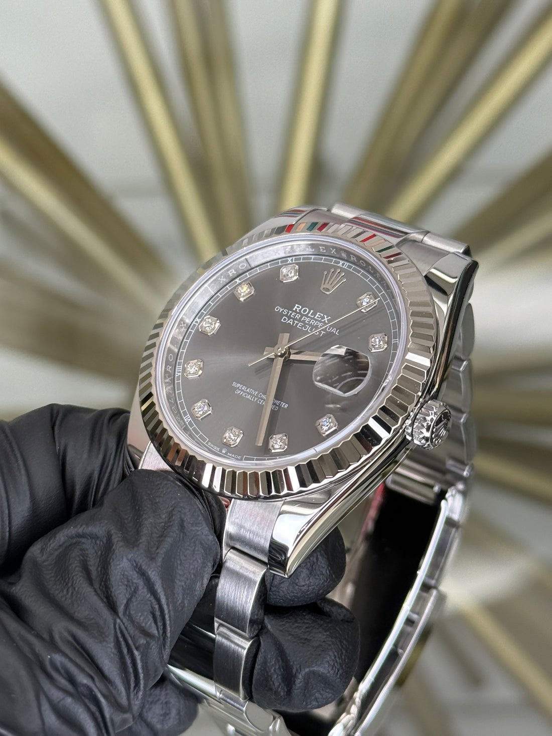 Rolex Datejust 41 Rhodium Diamond Dial on Oyster 126334 2022 Card