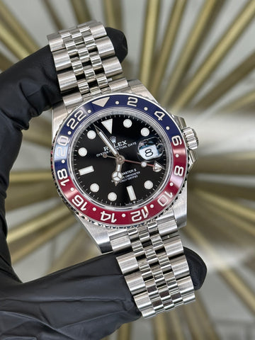 Rolex GMT-Master II Pepsi Black Dial on Jubilee 126710BLRO