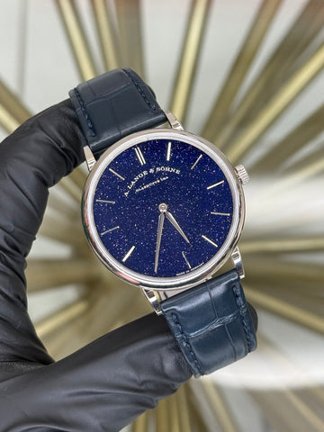 A. Lange & Sohne Saxonia Thin Blue Dial on Leather Strap 205.086/LSLS2053AX 2023 Complete