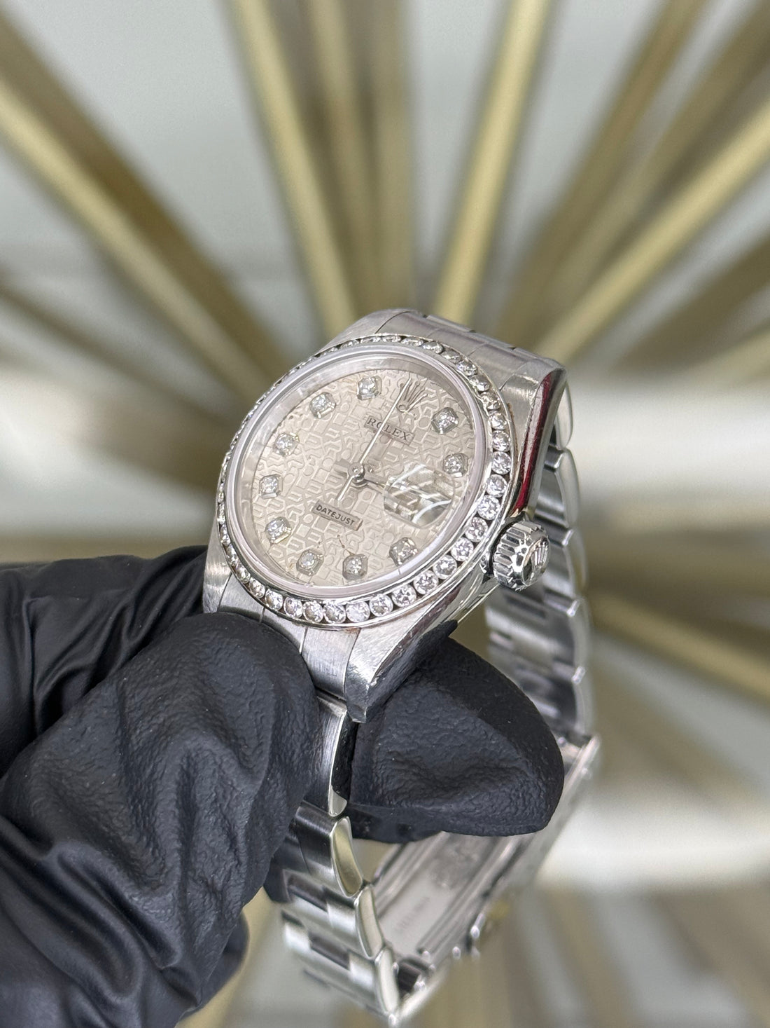 Rolex Lady-Datejust Silver Computer Diamond Dial on Oyster 69240 Open Date Complete