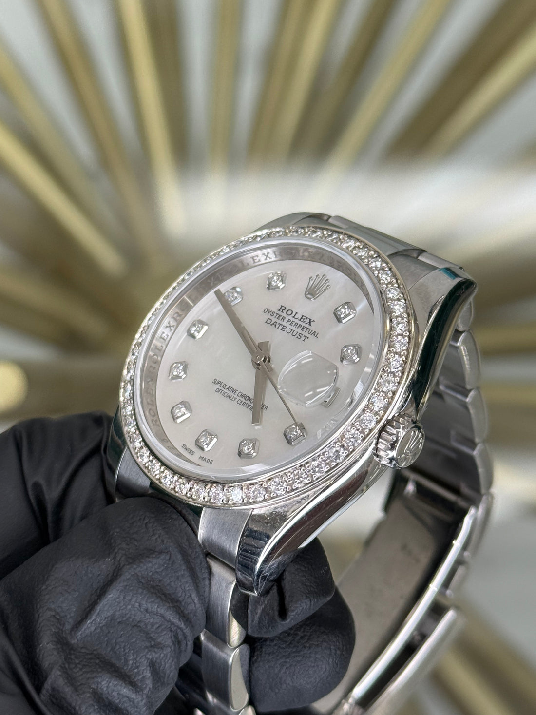 Rolex Datejust 36 White MOP Diamond Dial on Oyster 116200