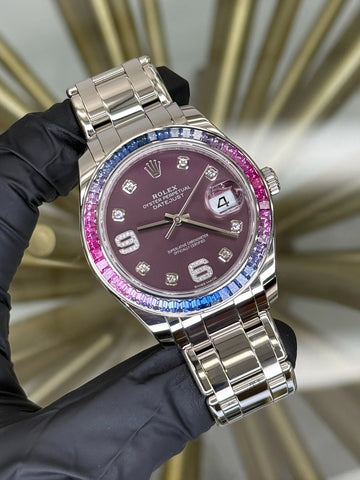 Rolex Datejust Pearlmaster 39 Red Grape Diamond Dial on Pearlmaster 86349 2018 Complete