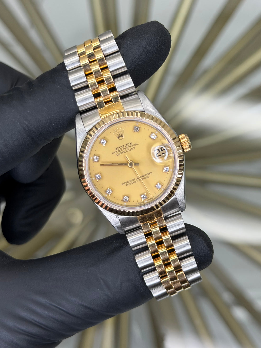 Rolex Datejust 31 Champagne Diamond Dial on Jubilee 68273
