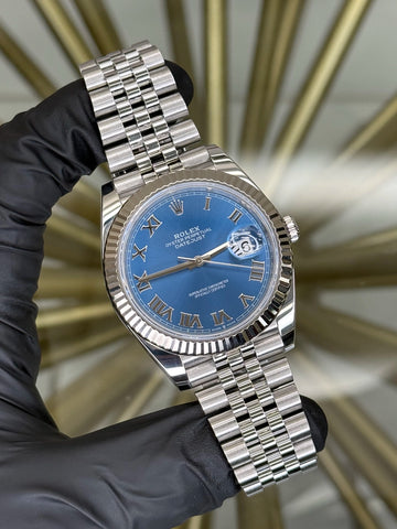 Rolex Datejust 41 Blue Roman Dial on Jubilee 126334 2025 Complete