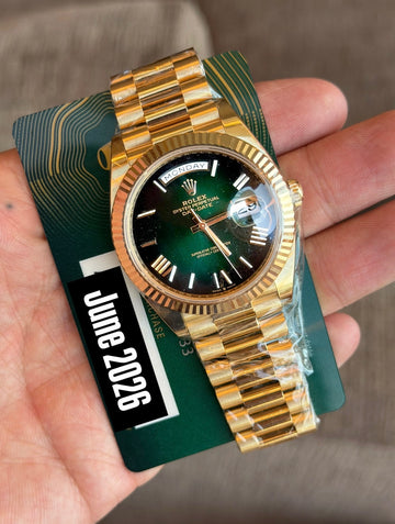 Rolex Day-Date 40 Green Ombre Dial on President 228238 2026 Card