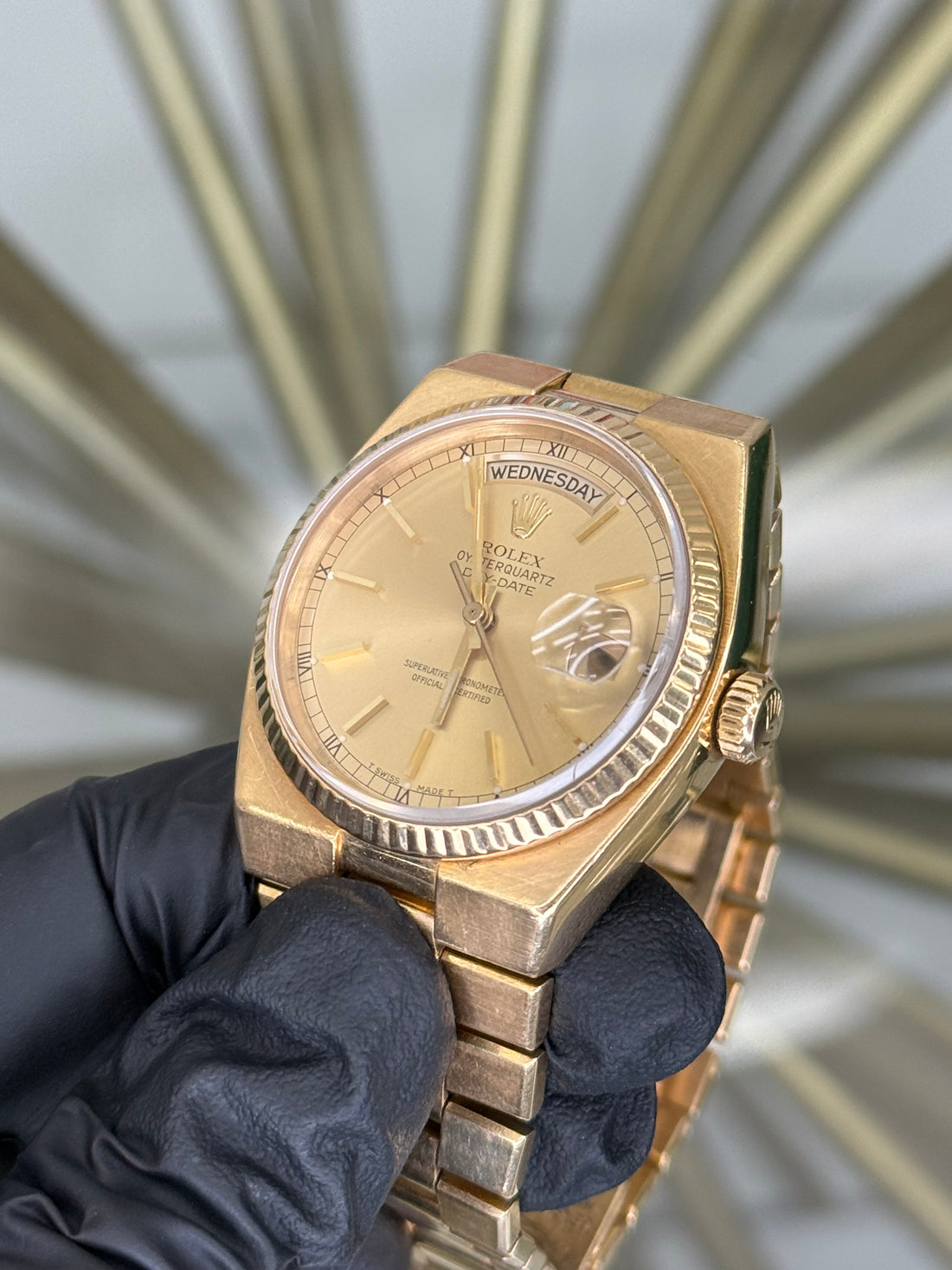 Rolex Day-Date Oysterquartz Black Dial on Bracelet 19018