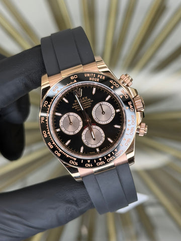 Rolex Daytona Black And Sundust Index Dial on Oysterflex 126515LN 2024 Complete