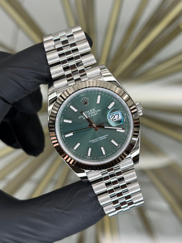 Rolex Datejust 41 Mint Green Dial on Jubilee 126334 2026 Complete