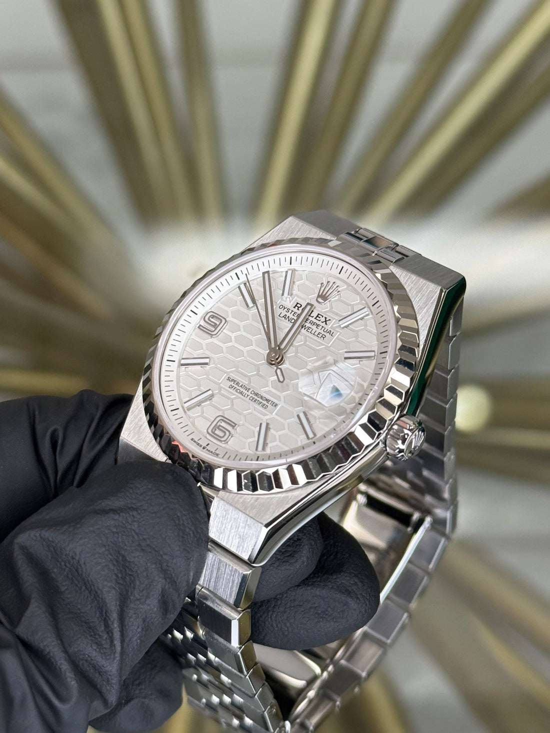 Rolex Land-Dweller 36 White Honeycomb Dial on Flat Jubilee 127234 2026 Complete
