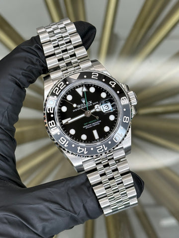 Rolex GMT-Master II Bruce Wayne Black Dial on Jubilee 126710GRNR 2026 Card