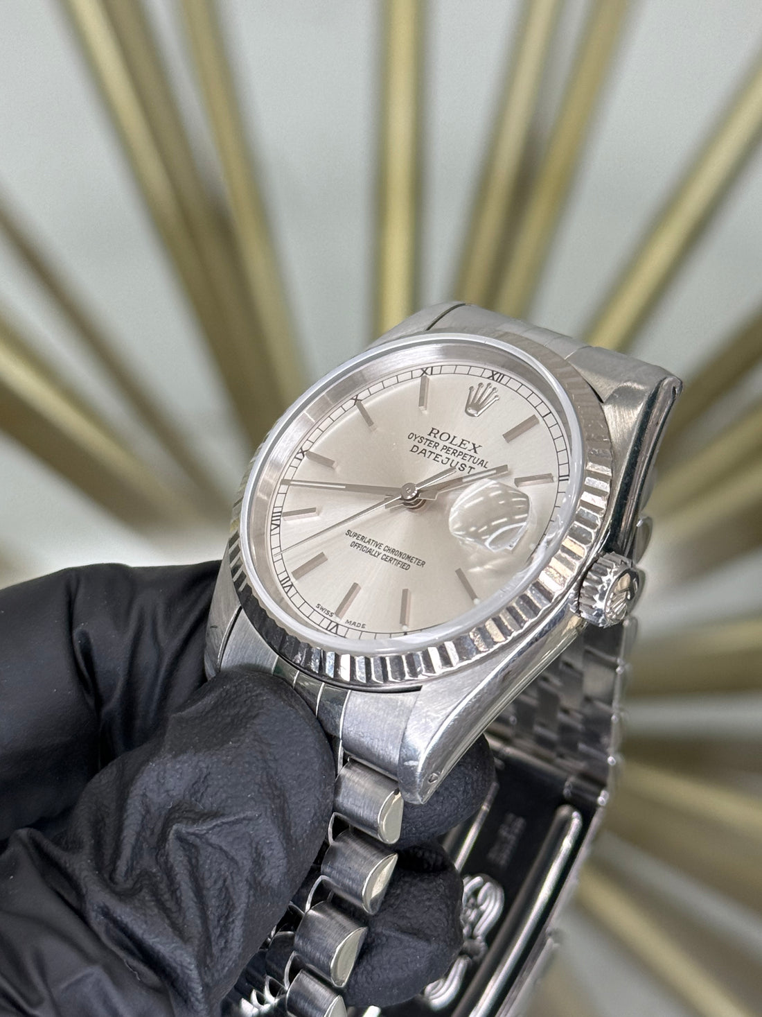 Rolex Datejust 36 Silver Stick Dial on Jubilee 16234