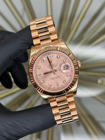 Rolex Day-Date 41 Sundust Diamond Dial on President 218235 2010 Complete