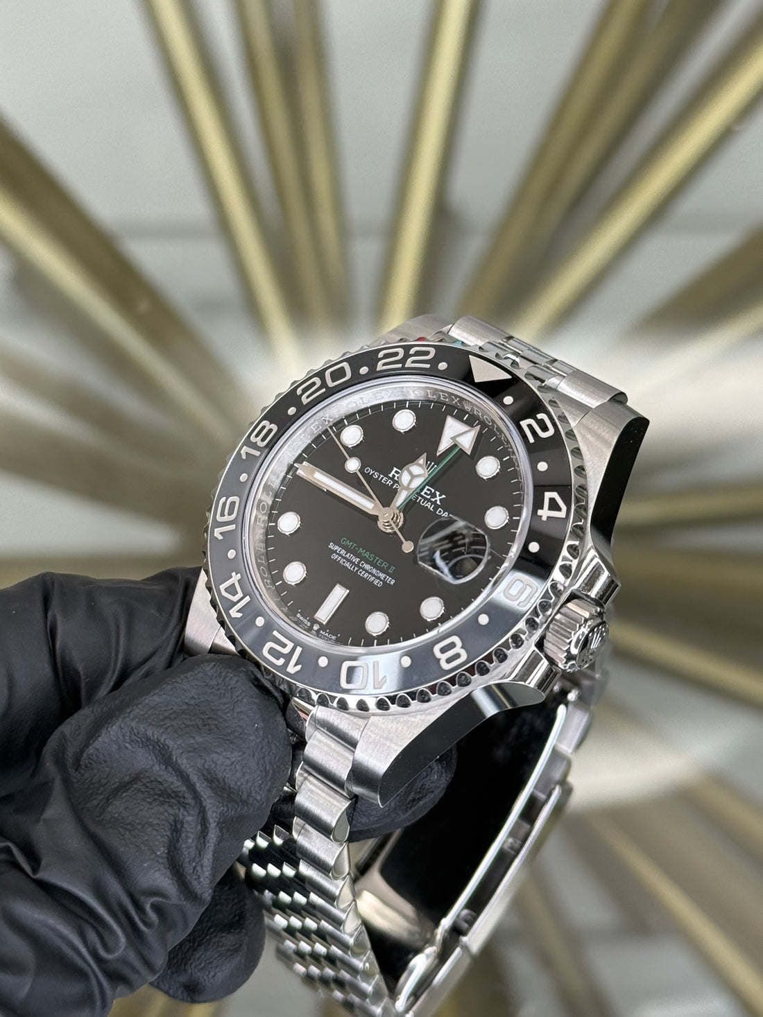 Rolex GMT-Master II Bruce Wayne Black Dial on Jubilee 126710GRNR 2026 Card