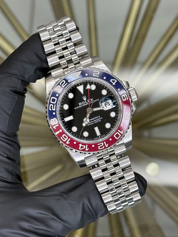 Rolex GMT-Master II Pepsi Black Dial on Jubilee 126710BLRO 2021 Card