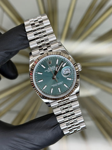 Rolex Datejust 36 Mint Green Dial on Jubilee 126234 2026 Complete