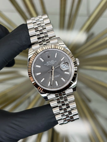 Rolex Datejust 41 Dark Rhodium Index Dial on Jubilee 126334 2026 Complete
