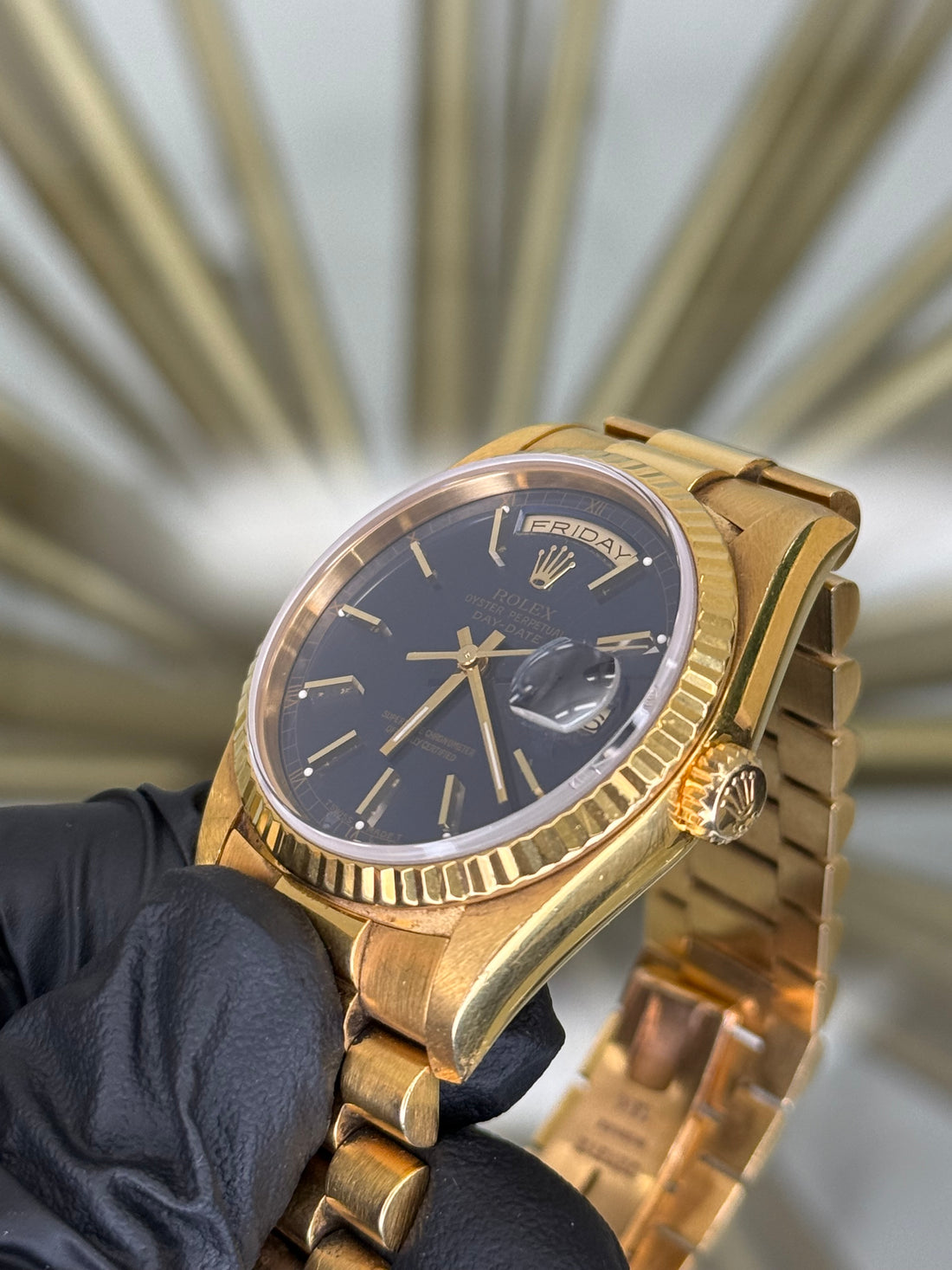 Rolex Day Date 36 AM BlueStick Dial on President 18238