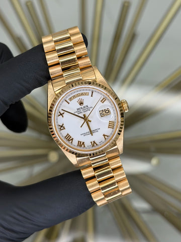 Rolex Day Date 36 White Roman Dial on President 18038