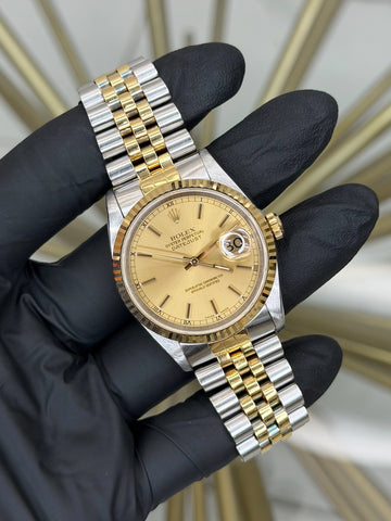 Rolex Datejust 36 Champagne Stick Dial on Jubilee 16233 2000 Complete