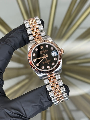 Rolex Datejust 31 Black Diamond Dial on Jubilee 178271 2012 Card
