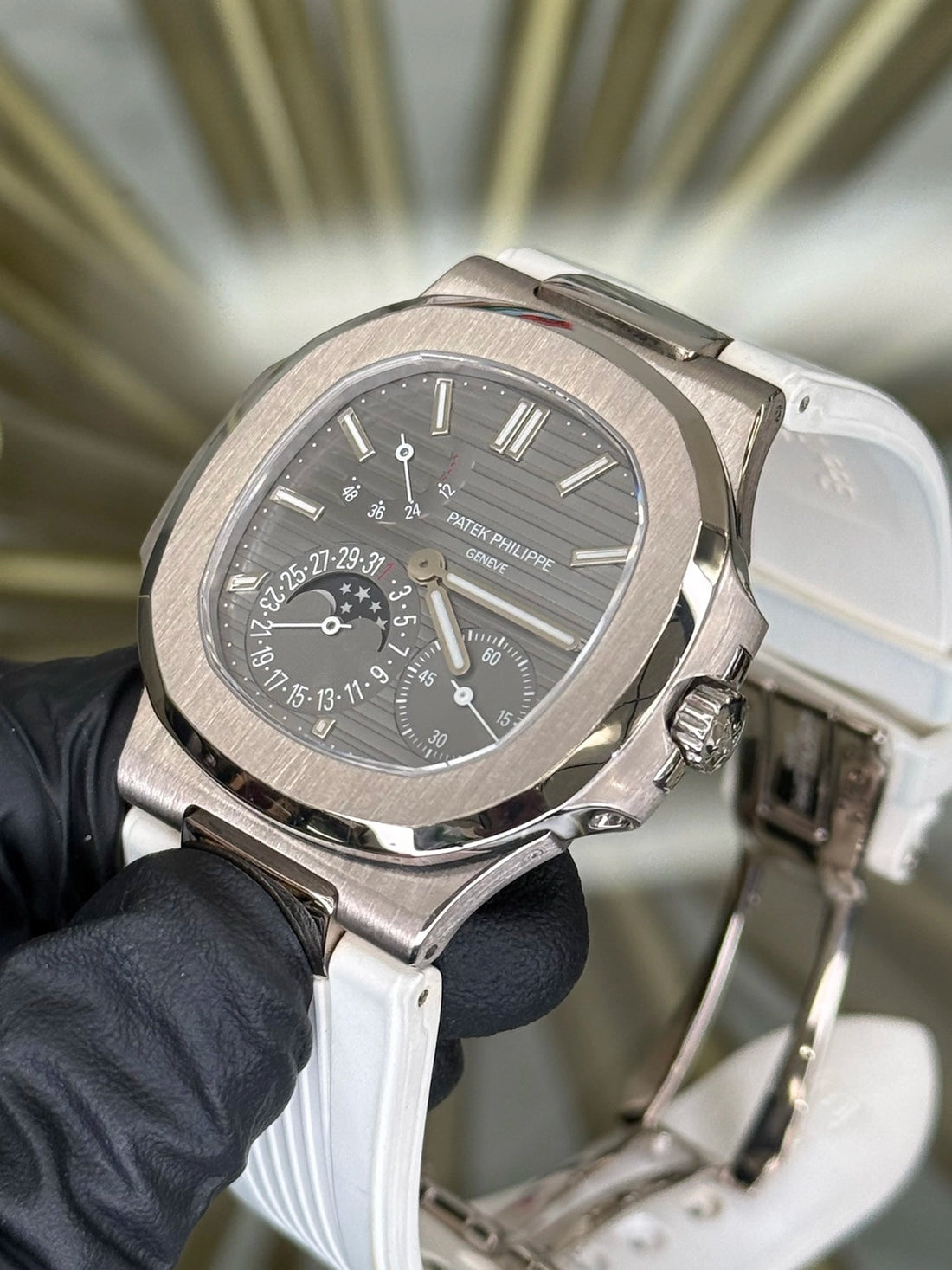 Patek Philippe Nautilus Slate Grey Dial on Strap 5712G-001 2021 Complete
