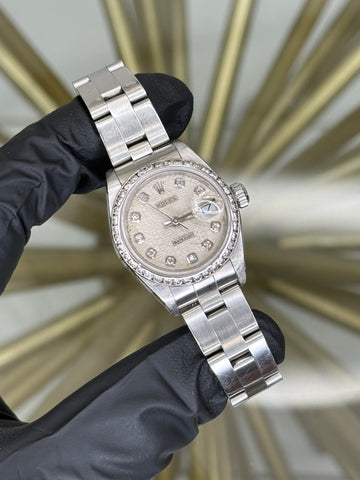 Rolex Lady-Datejust Silver Computer Diamond Dial on Oyster 69240 Open Date Complete