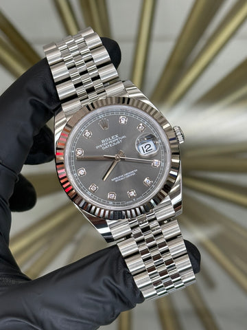Rolex Datejust 41 Dark Rhodium Diamond Dial on Jubilee 126334 2026 Complete