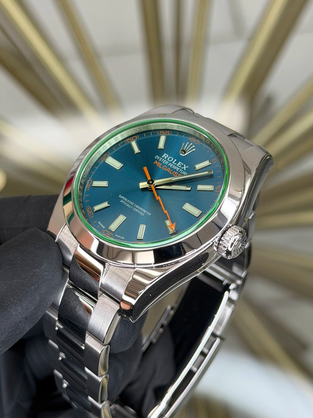 Rolex Milgauss Blue Dial on Oyster 116400GV 2019 Complete