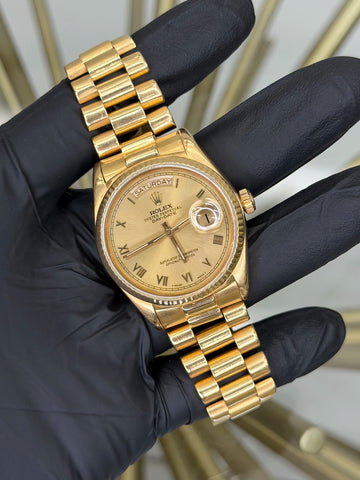 Rolex Day Date 36 Champagne Roman Dial on President 18038