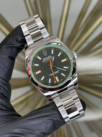 Rolex Milgauss Black Dial on Oyster 116400GV 2013 Complete