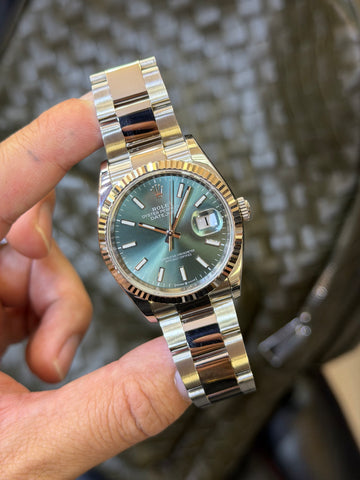 Rolex Datejust 36 Mint Green Index Dial on Oyster 126234 2025 Card