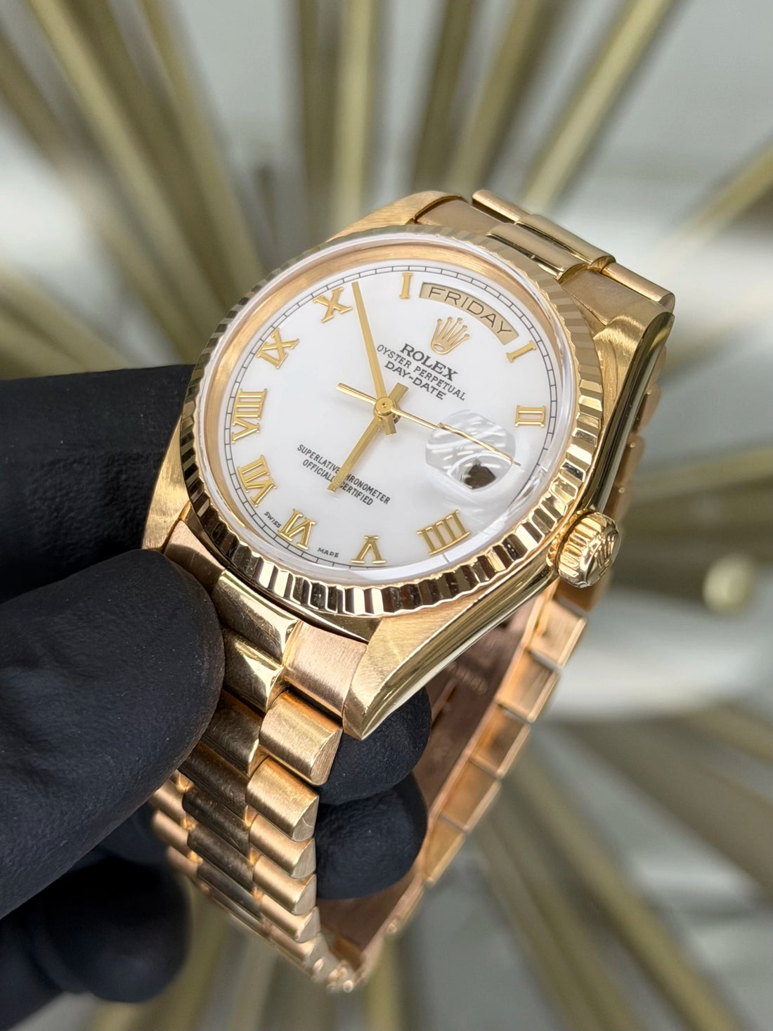Rolex Day Date 36 White Roman Dial on President 18038
