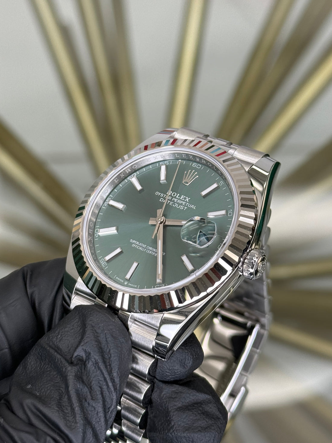 Rolex Datejust 41 Mint Green Index Dial on Jubilee 126334 2026 Complete