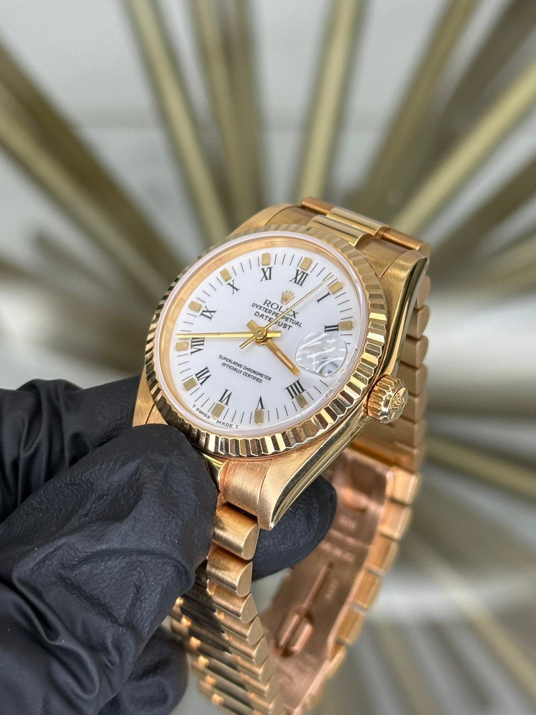 Rolex Datejust 31 President White Roman Dial on President 68278 1993 Papers