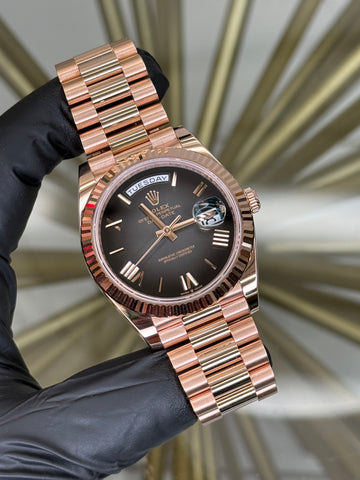 Rolex Day-Date 40 Slate Ombre Roman Dial on President 228235 2025 Complete