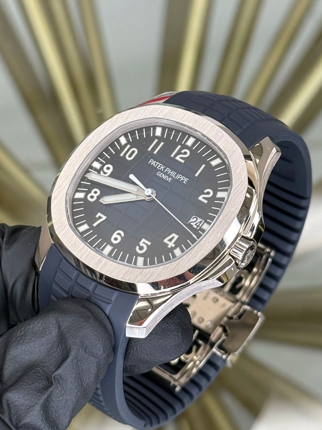 Patek Philippe Aquanaut Night Blue Embossed Dial on Strap 5168G-001 2020 Complete
