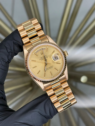 Rolex Day Date 36 CHAMPAGNE Dial on President 18038