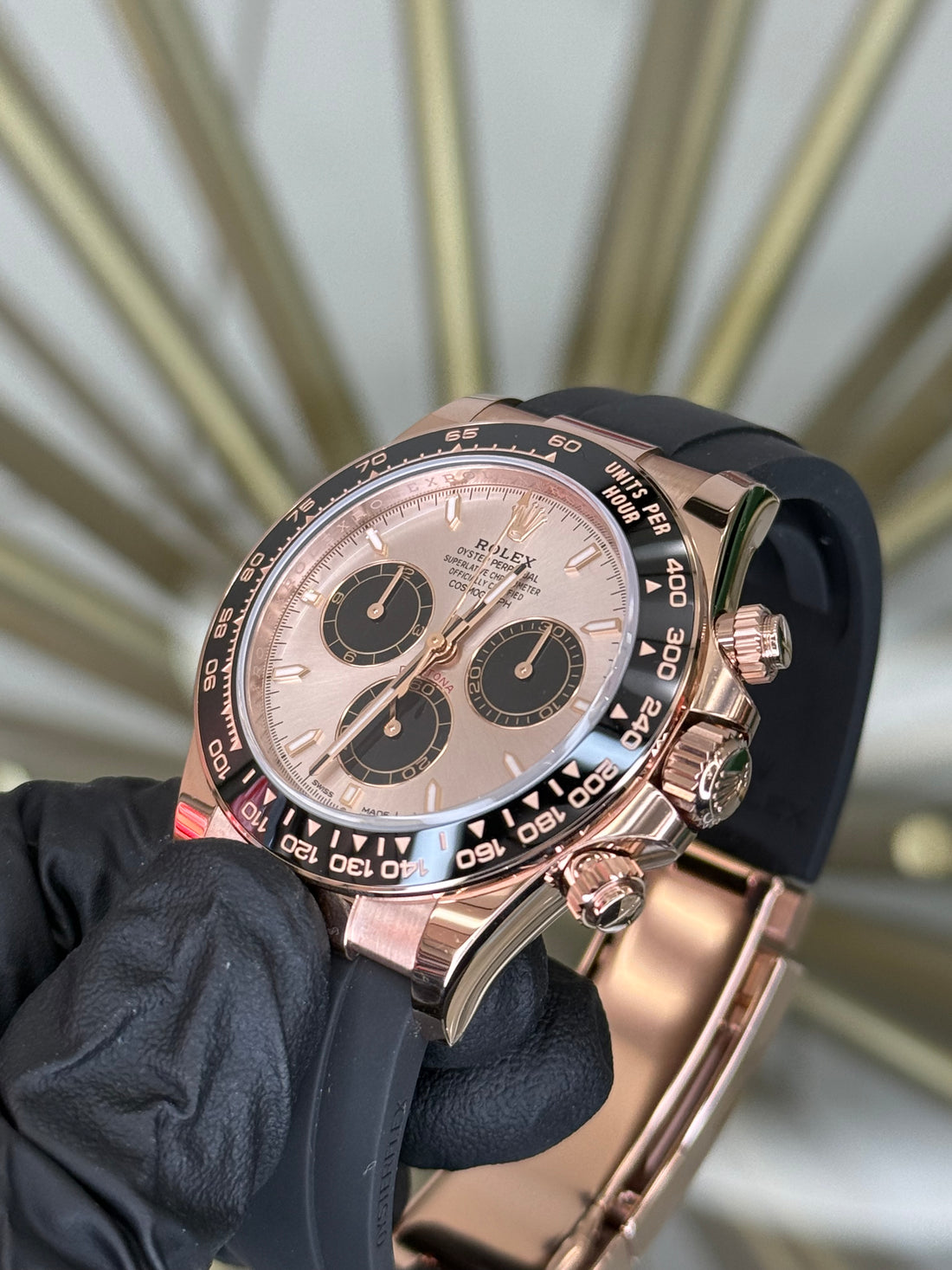 Rolex Daytona Sundust And Black Index Dial on Oysterflex 126515LN 2025 Card