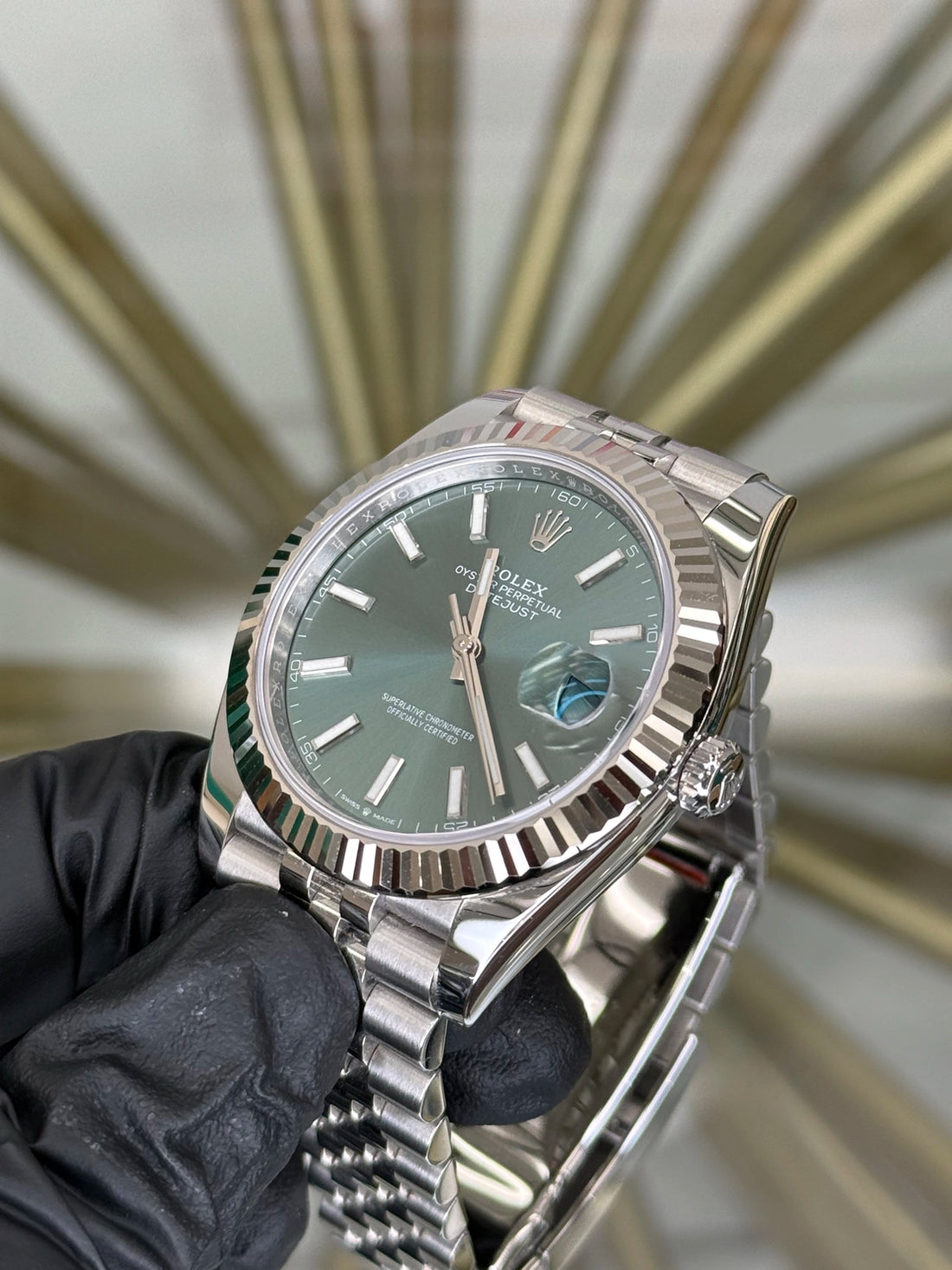 Rolex Datejust 41 Mint Green Index Dial on Jubilee 126334 2022 Complete