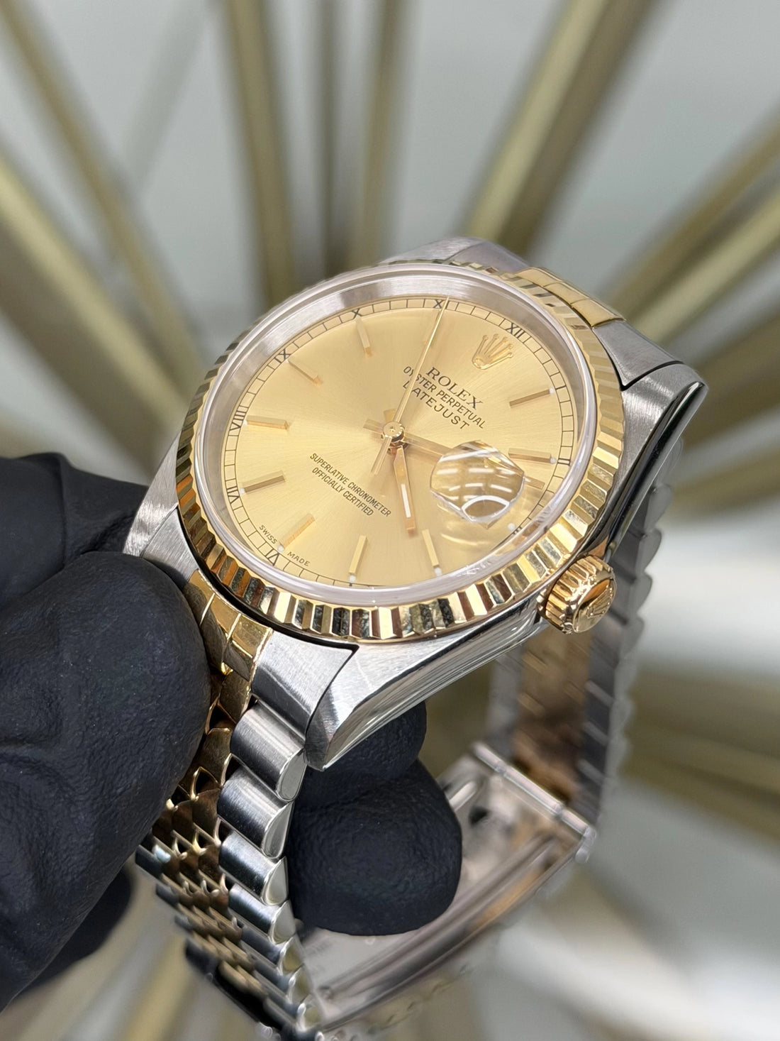 Rolex Datejust 36 Champagne Stick Dial on Jubilee 16233 2000 Complete