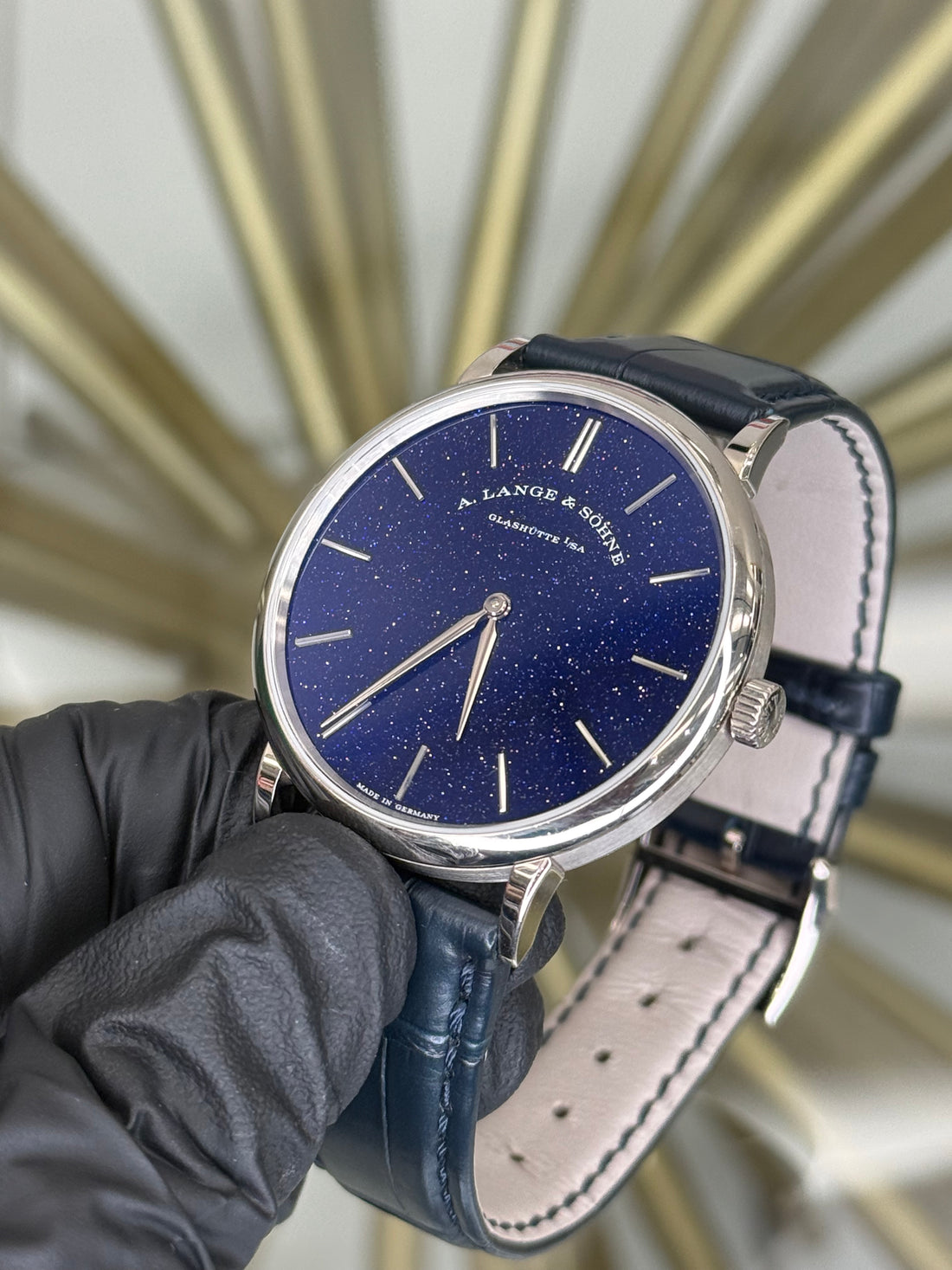 A. Lange & Sohne Saxonia Thin Blue Dial on Leather Strap 205.086/LSLS2053AX 2023 Complete
