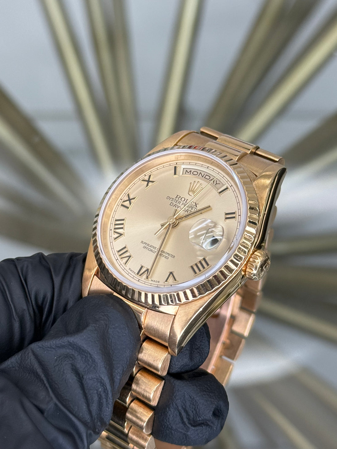 Rolex Day Date 36 Champagne Roman Dial on President 18238