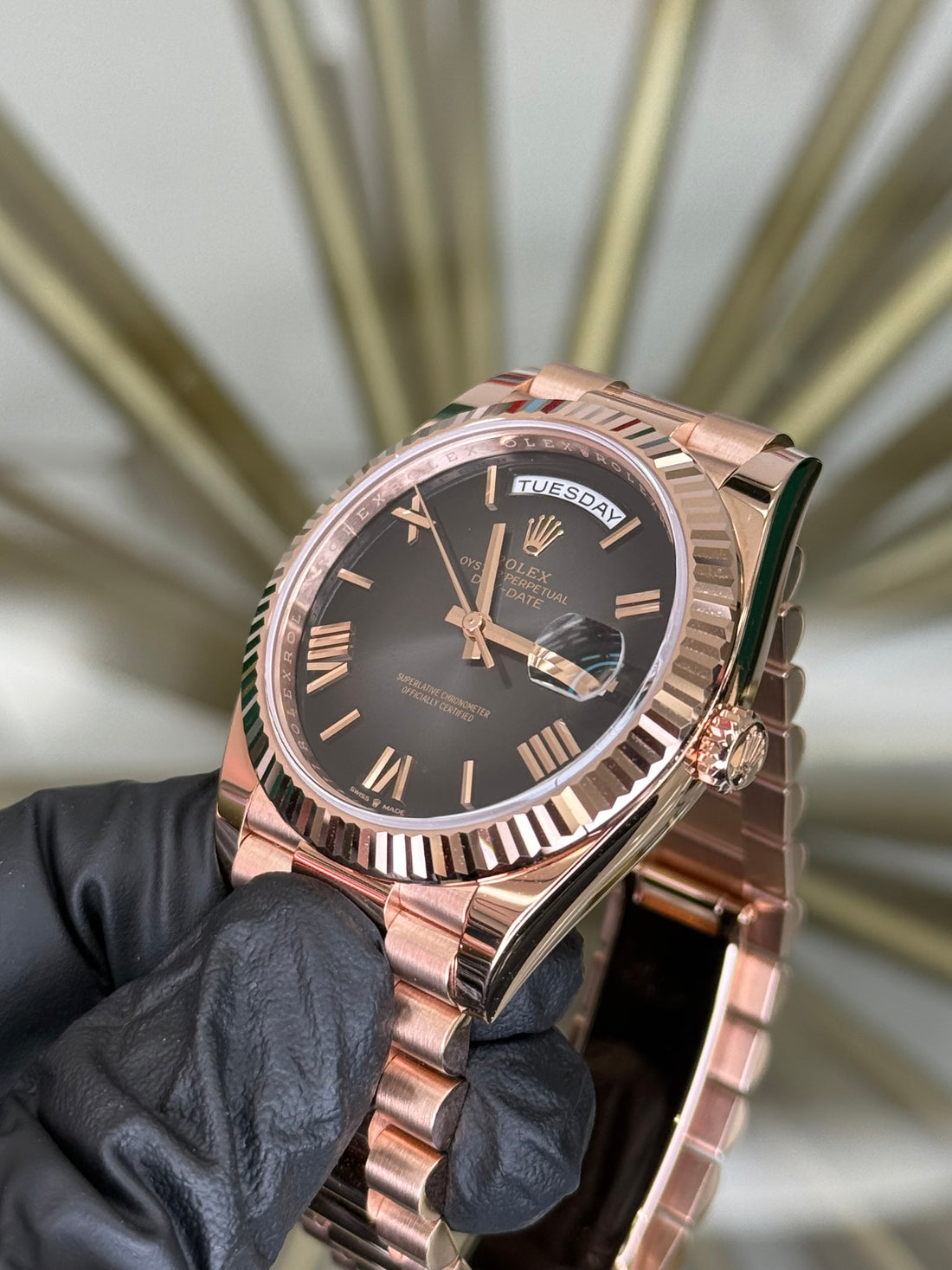 Rolex Day-Date 40 Smoke Ombre Dial on President 228235 2025 Complete